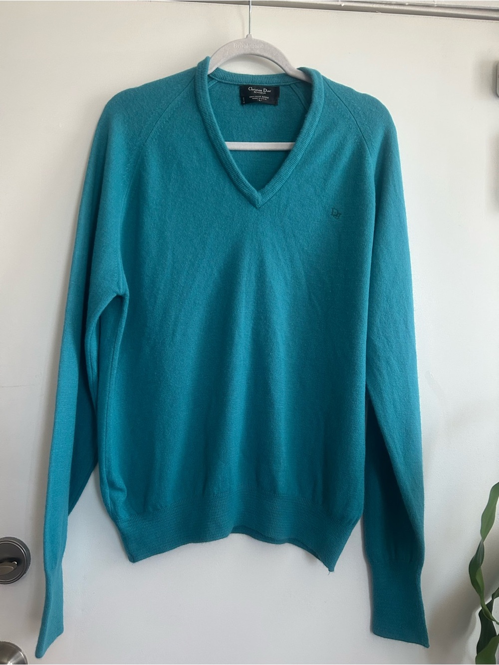 Dior Men’s Teal V-Neck Sweater